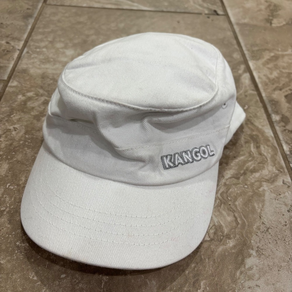 Kangol White Cotton Twill Army Cap Flexfit Military Cadet Hat 9720BC S/M
